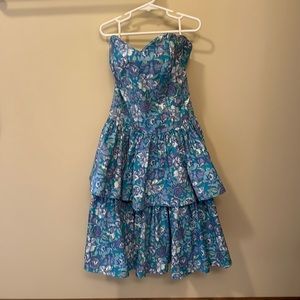 Vintage Laura Ashley strapless floral dress